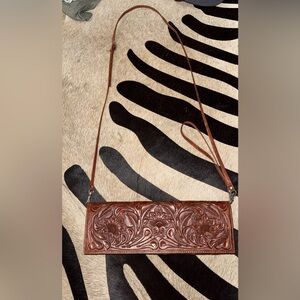 Hand-Tooled Floral Leather Crossbody Bag - ALEJANDRO YEO BRAND